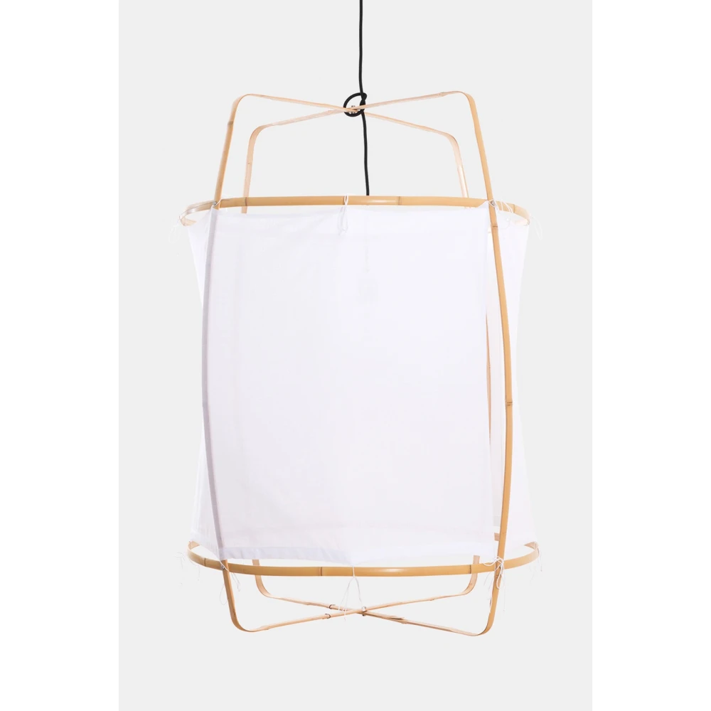 Κρεμαστό Φωτιστικό Μονόφωτο Από Bamboo Και Βαμβακερό Ύφασμα Handmade Φ67cm 1xE27 - Z2 blonde cotton cover - Ay illuminate