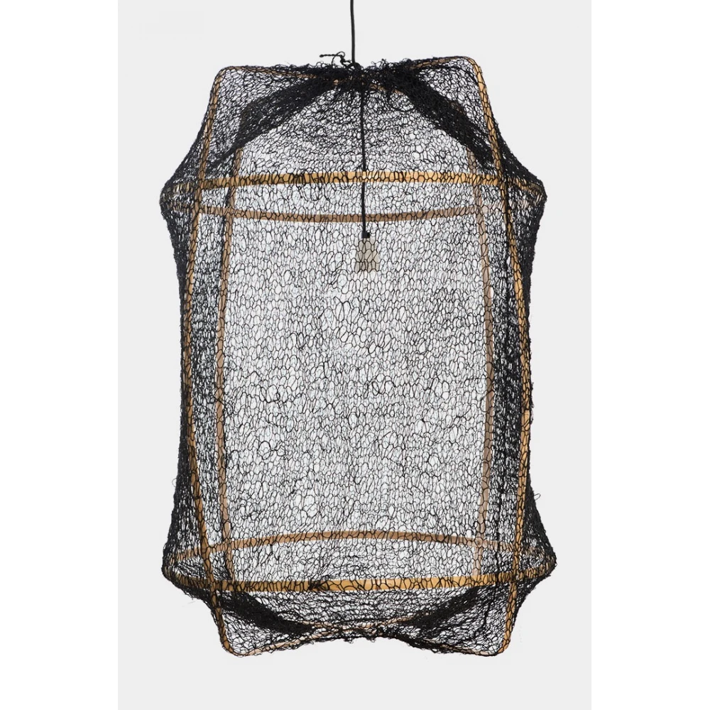 Κρεμαστό Φωτιστικό Μονόφωτο Από Bamboo Και Σιζάλ Handmade Φ67cm 1xE27 - Z2 blonde sisal net black - Ay illuminate