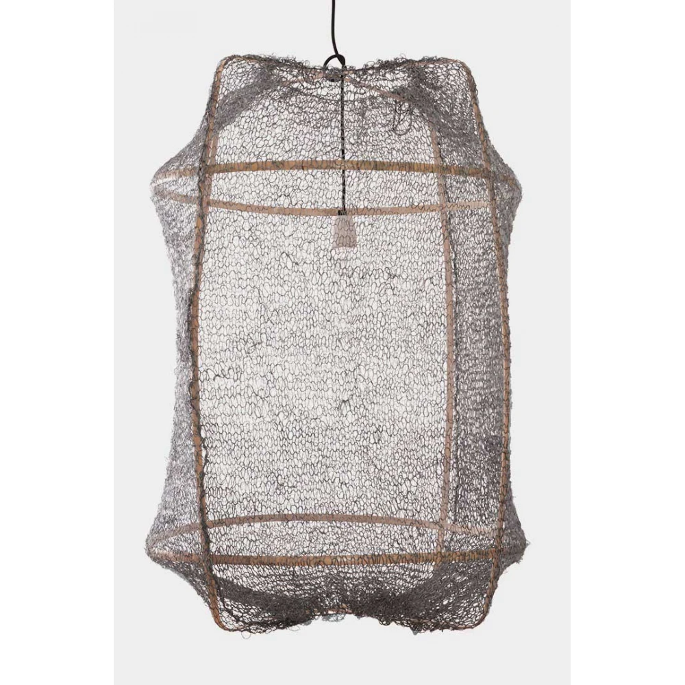 Κρεμαστό Φωτιστικό Μονόφωτο Από Bamboo Και Σιζάλ Handmade Φ67cm 1xE27 - Z2 blonde sisal net grey - Ay illuminate