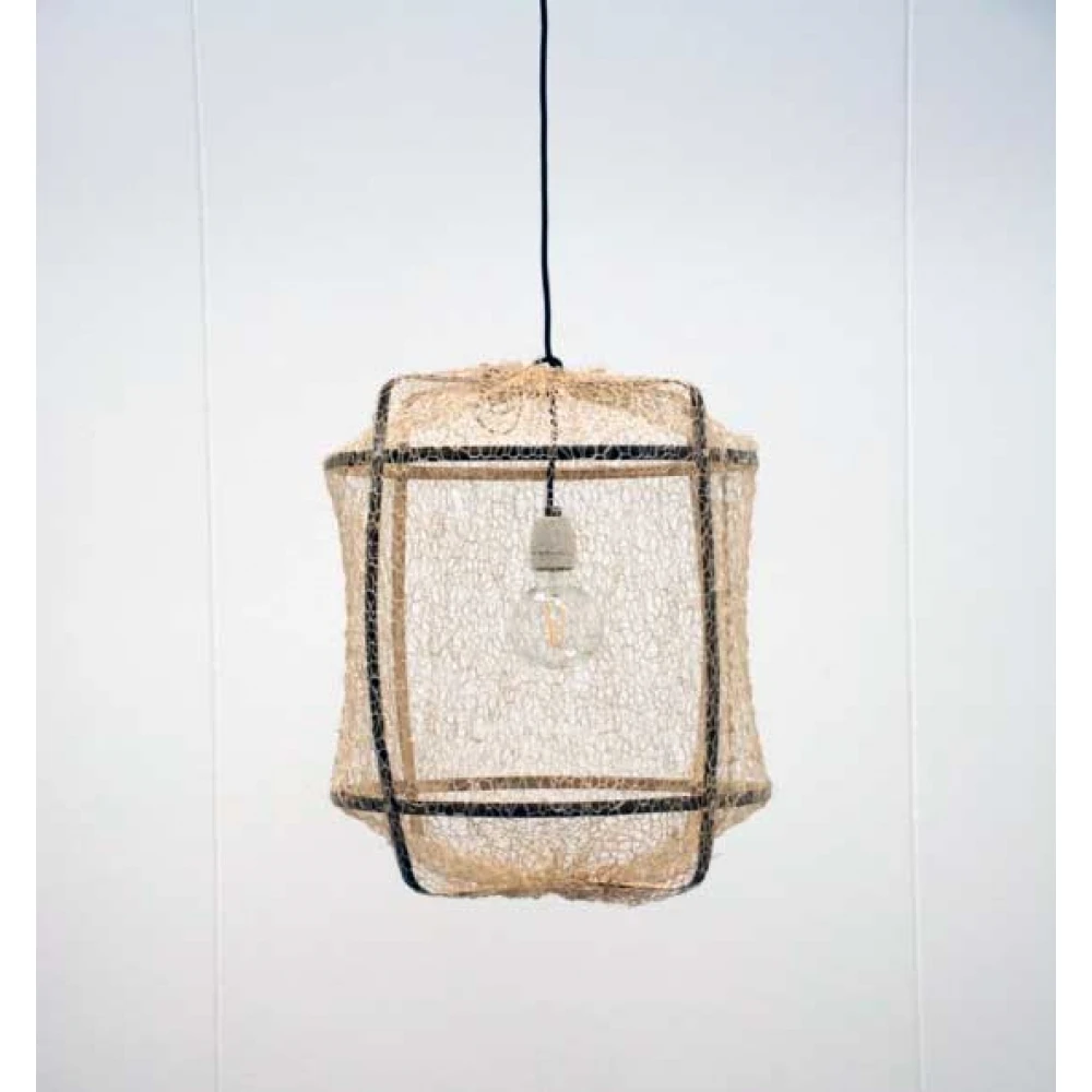 Κρεμαστό Φωτιστικό Μονόφωτο Από Bamboo Και Σιζάλ Handmade Φ41cm 1xE27 - Z5 black sisal net tea dye - Ay illuminate