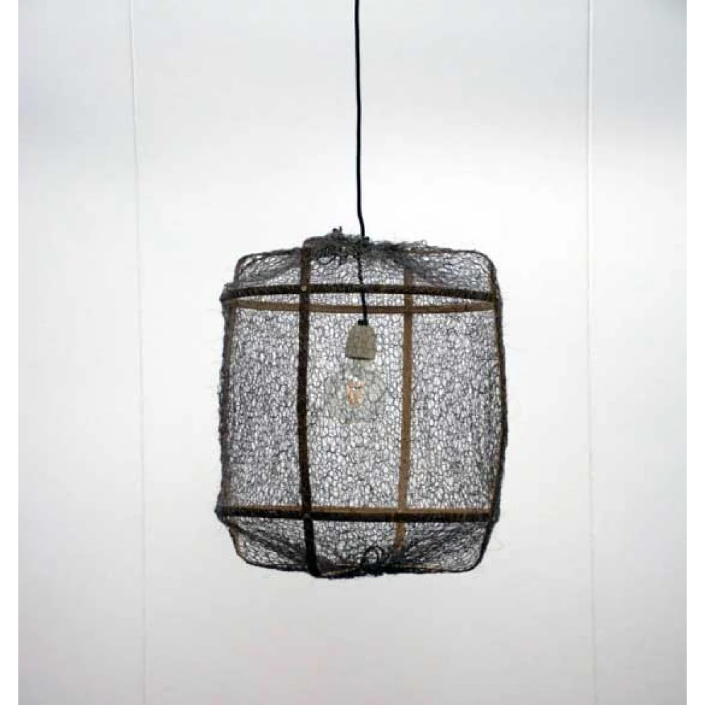 Κρεμαστό Φωτιστικό Μονόφωτο Από Bamboo Και Σιζάλ Handmade Φ41cm 1xE27 - Z5 black sisal net grey - Ay illuminate