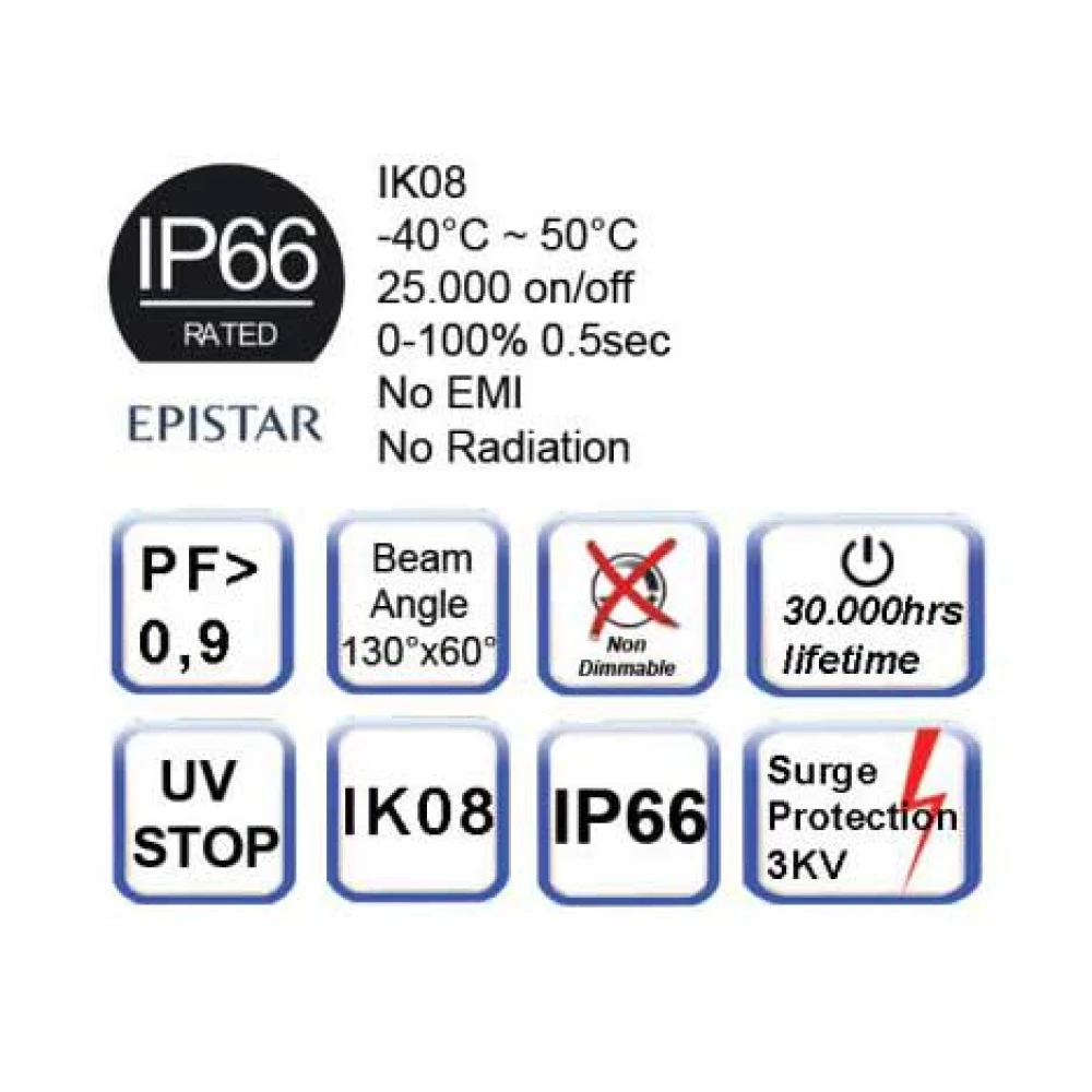 Φωτιστικό Δρόμου SMD LED 50W και Driver AC 100-240V IP66 - Universe