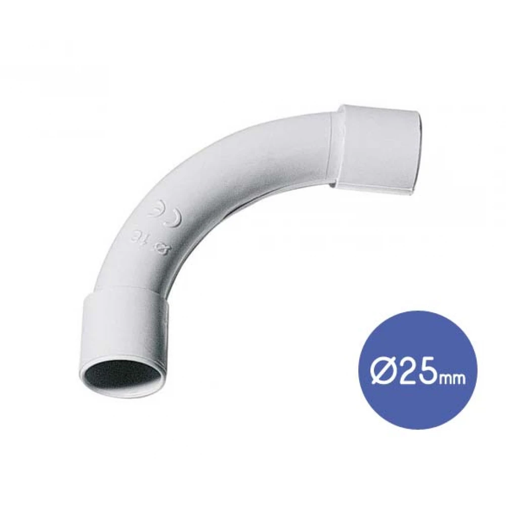 Σύνδεσμος Σωλήνων Καμπύλη 90 Μοιρών IP40 Φ25  - Elettrocanali