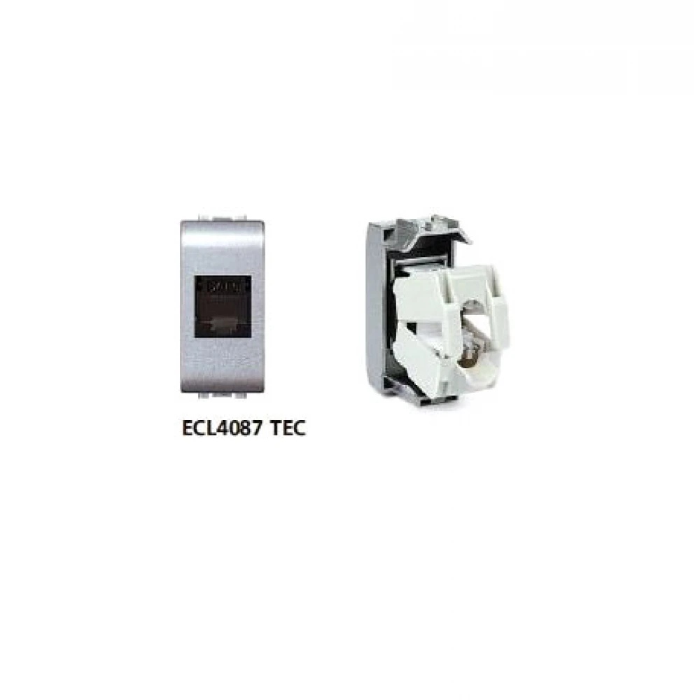 Πρίζα Δικτύου RJ45 CAT6 / UTP 1ΣΤ Ασημί - ELETTROCANALI