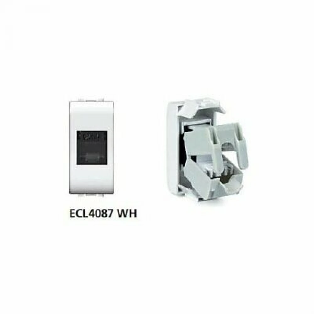 Πρίζα Δικτύου RJ45 CAT6 / UTP 1ΣΤ Λευκή - ELETTROCANALI