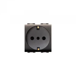 Πρίζα Σούκο Unel Ασφαλείας 2ΣΤ 2P 16A 250VAC IP20 Μαύρο - ELETTROCANALI