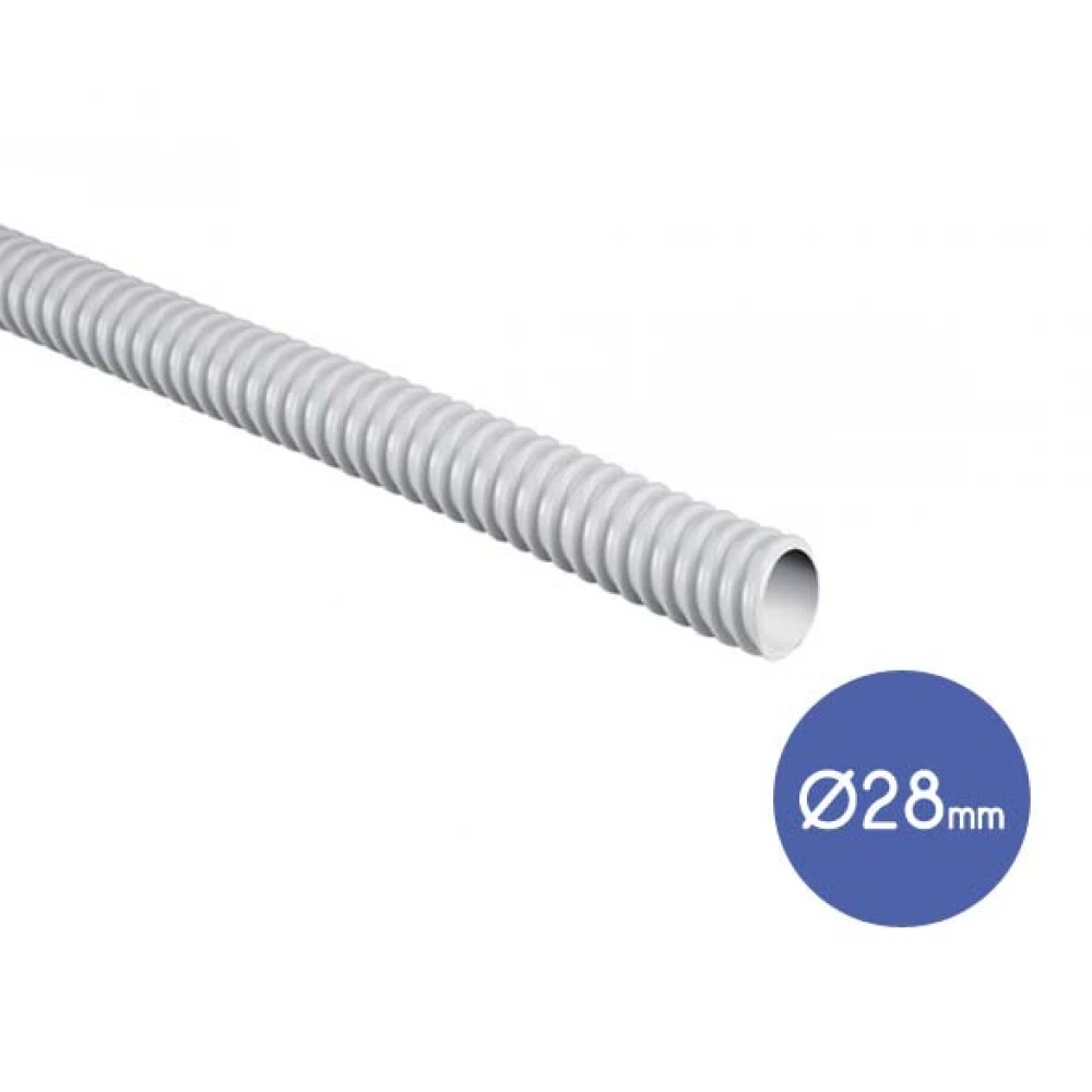 Σωλήνα Σπιράλ Ενισχυμένη Τύπου Flex, Γκρι Κουλούρα 30m, Φ28mm - Elettrocanali