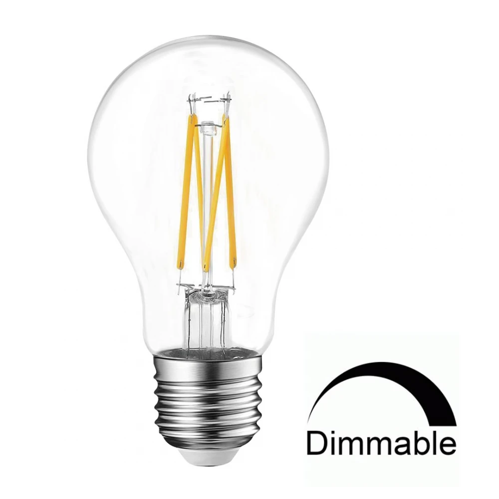 LED Λάμπα Filament A60 9W Θερμό E27 Διάφανη 2700K DIMMABLE Universe
