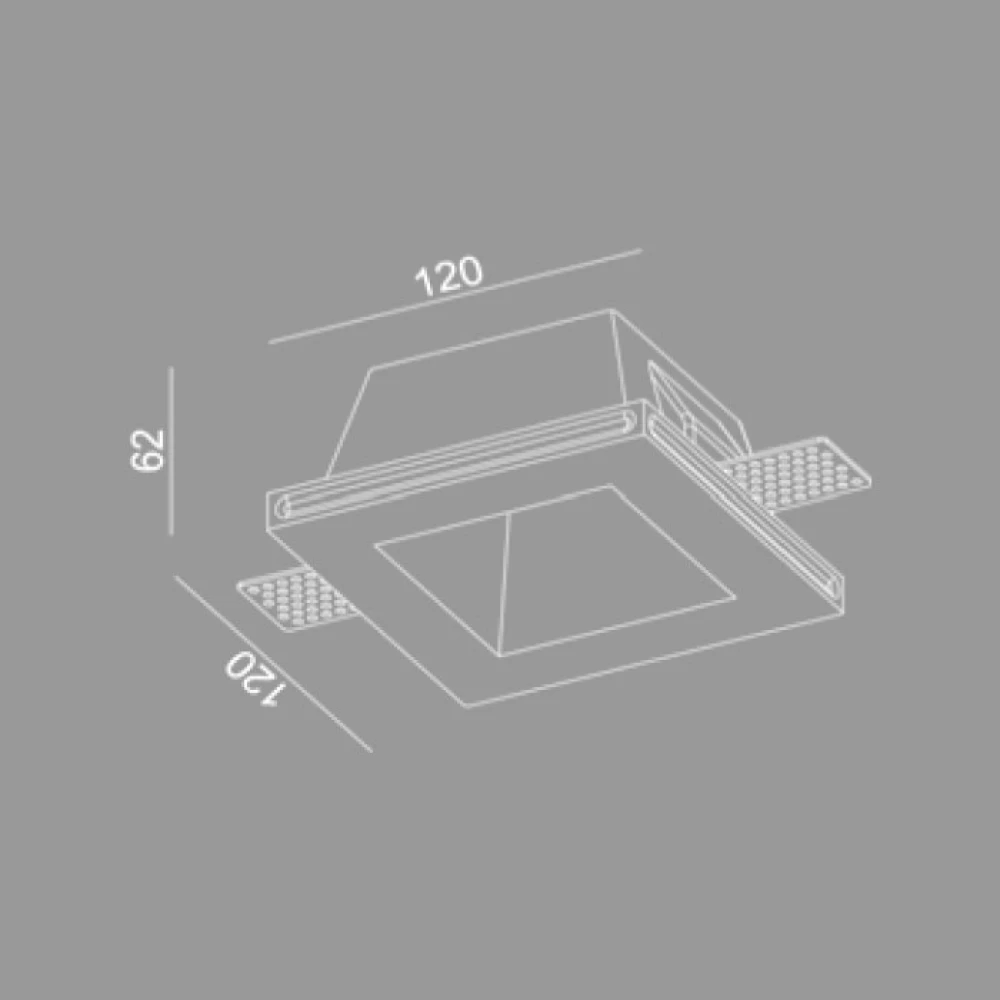 Γύψινο Χωνευτό Σποτ Οροφής Τετράγωνο 120x120mm 1x GU10 max 50W D611 - UNIVERSE