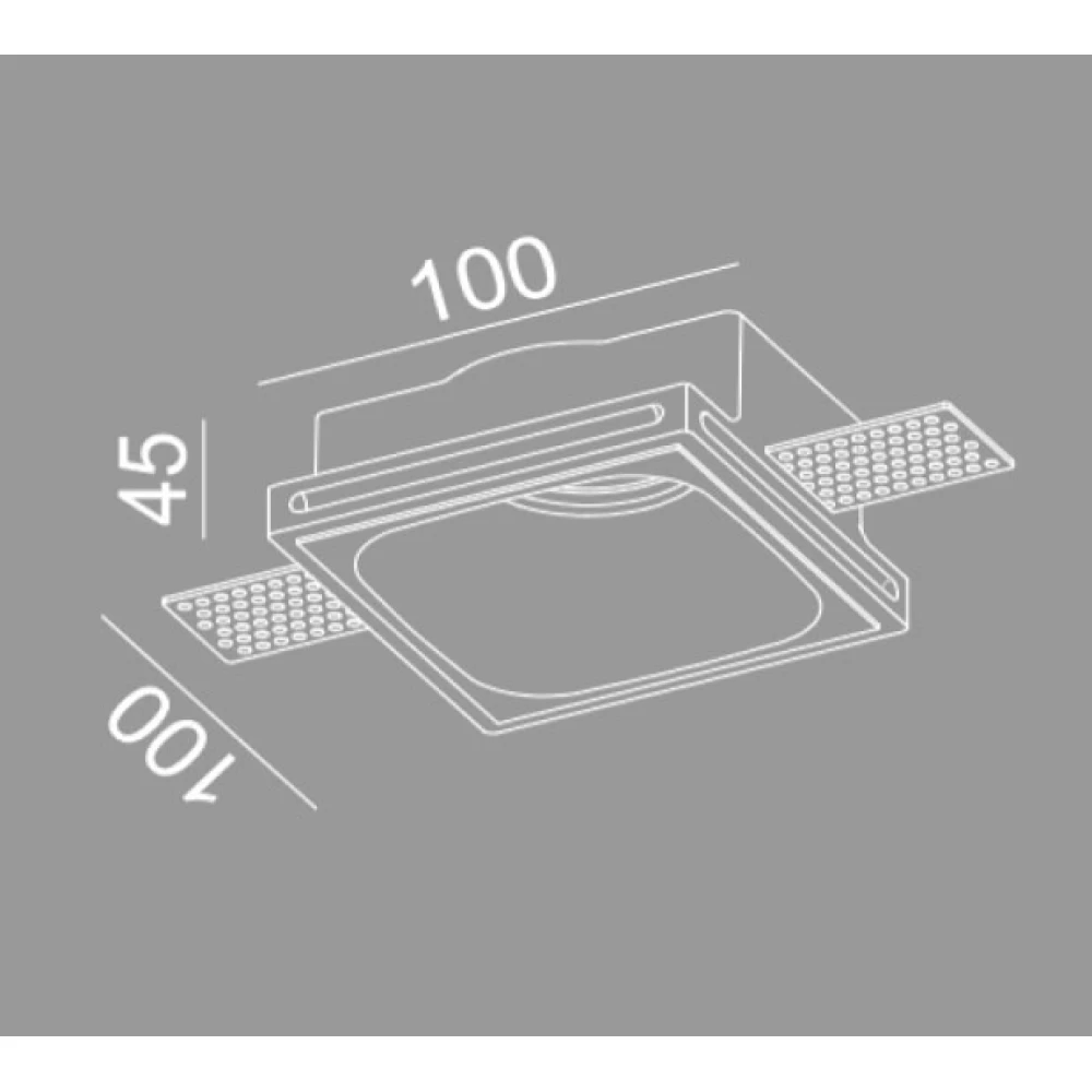 Γύψινο Χωνευτό Σποτ Οροφής Τετράγωνο 100x100mm 1x GU10 max 50W D665 - UNIVERSE