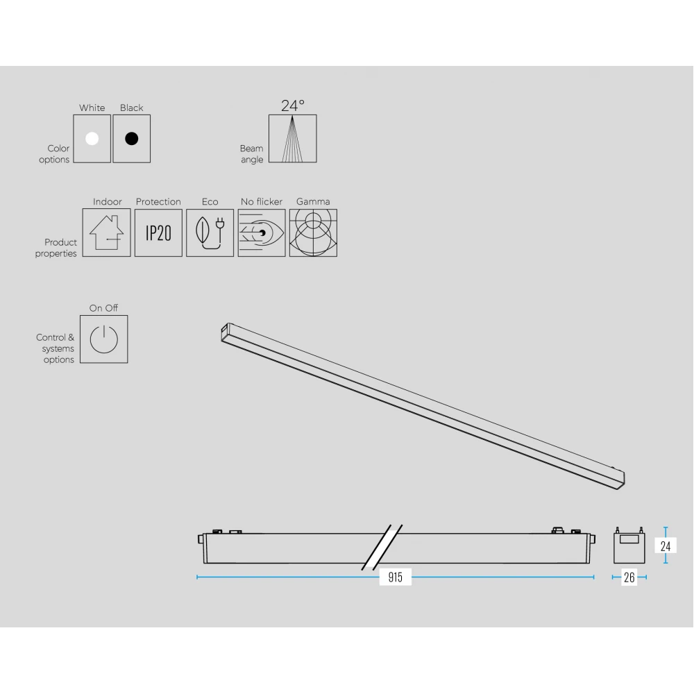 Slim 48V Magnetic Flood Light 24 μοιρών 30W Ra90 για ΡΑΓΑ SLIM ΜΑΥΡΟ - UNIVERSE