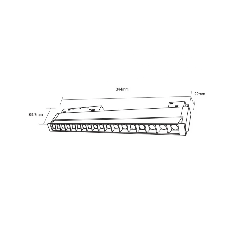 Standard 48V Magnetic Folding Light 18W RA90 Osram Led Για ΜΑΓΝΗΤΙΚΗ ΡΑΓΑ Χωνευτή Standard 48v Μαύρο - UNIVERSE