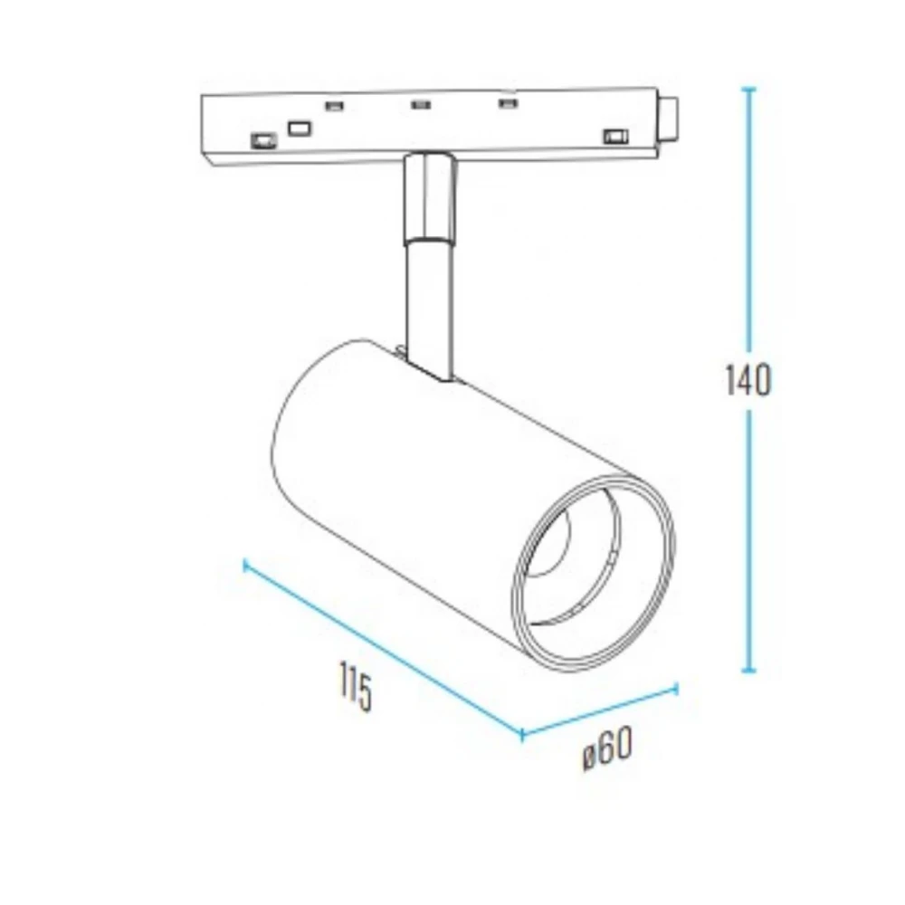 Standard 48V Magnetic Spot Light 20W RA90 Osram Led Για ΜΑΓΝΗΤΙΚΗ ΡΑΓΑ Χωνευτή Standard 48v Λευκό - UNIVERSE