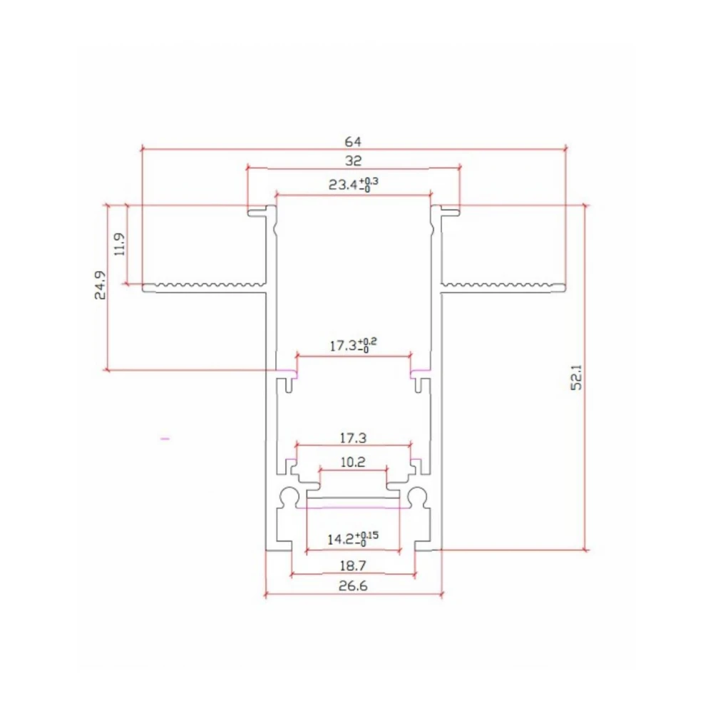 ΜΑΓΝΗΤΙΚΗ ΡΑΓΑ Χωνευτή Standard 48v Magnetic Track Recessed Track 2m Λευκό- UNIVERSE