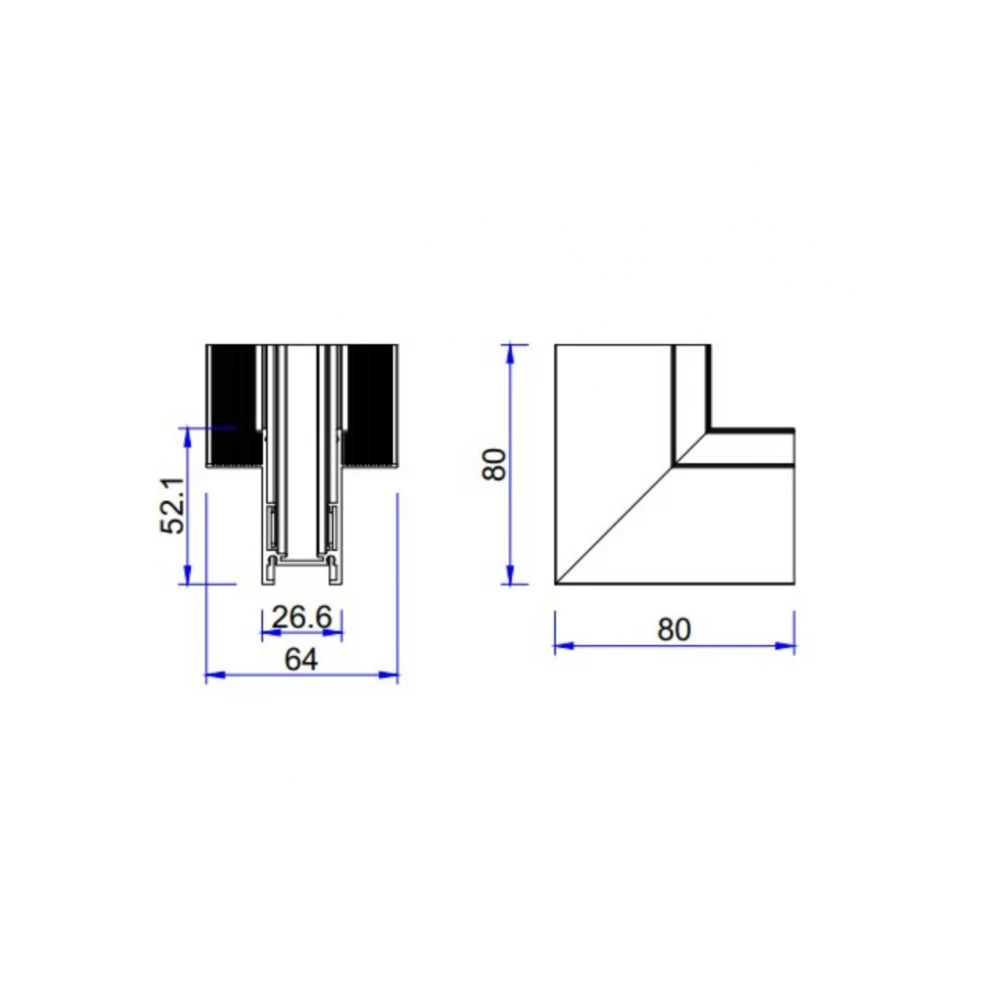 Vertical 90° Joint Recessed Για ΜΑΓΝΗΤΙΚΗ ΡΑΓΑ Χωνευτή Standard 48v Μαύρο - UNIVERSE