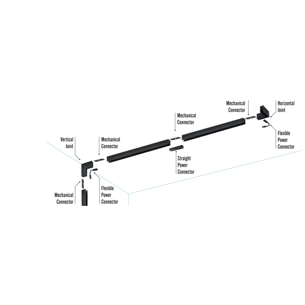 Flexible Power Connector Για ΜΑΓΝΗΤΙΚΗ ΡΑΓΑ Standard 48v Μαύρο- UNIVERSE