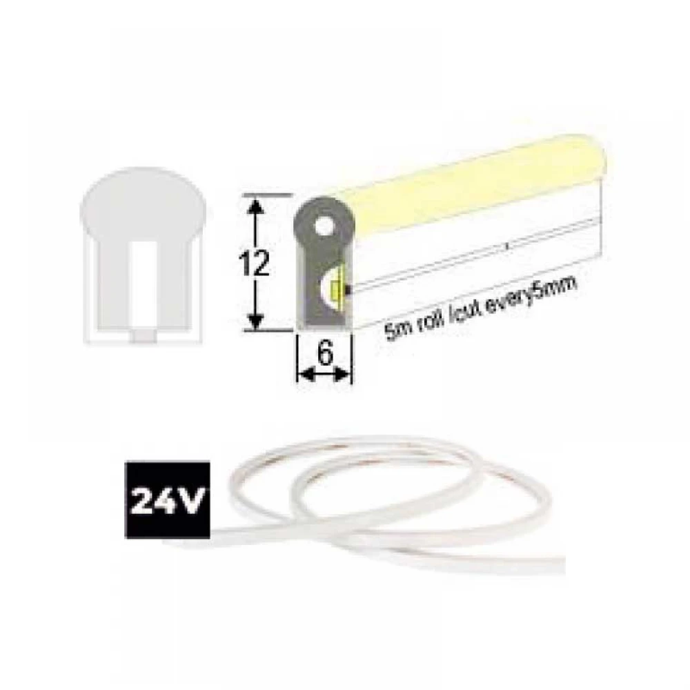 5 Μέτρα LED Ταινία MINI NEON FLEX LED STRIP 10W 24V 160° IP65 DIMMABLE - UNIVERSE