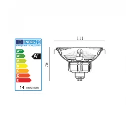 Λάμπα ES111 GU10 LED 14W 230V 24° DIMMABLE 4000K Ουδέτερο λευκό - Universe