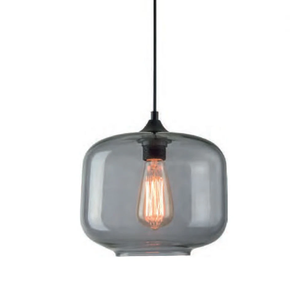 Κρεμαστό Φωτιστικό Από Γυαλί Σε Γκρι Χρώμα Φ24CM 1xE27 - ZAMBELIS LIGHTS