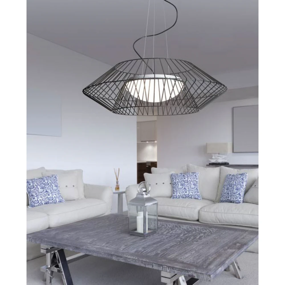 Κρεμαστό Φωτιστικό Πολύφωτο Μεταλλικό Με Οπάλ Γυαλί ø65cm 3xE27 max 40W - Zambelis Lights