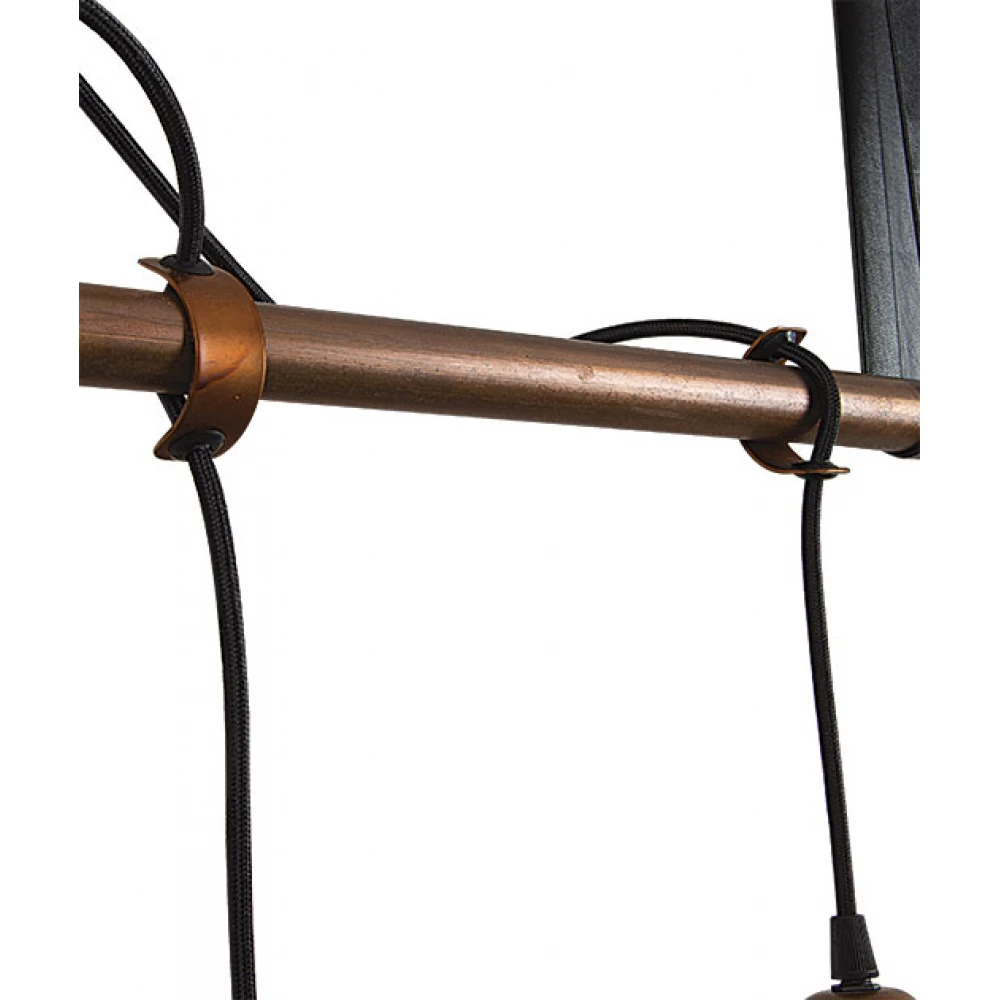 Vintage Κρεμαστό Φωτιστικό Τρίφωτο Με Κόκκινη Οξείδωση με Δερμάτινες Ζώνες 3xE27 - ZAMBELIS LIGHTS