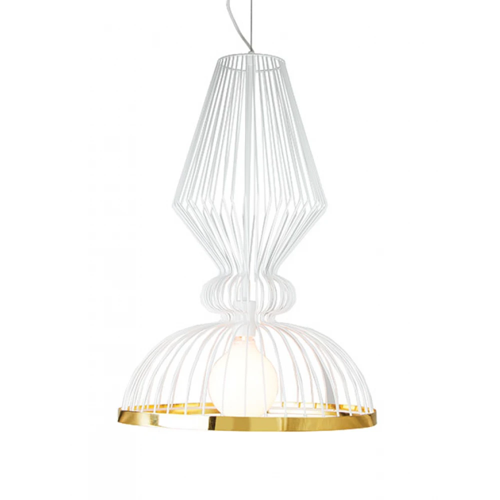 Κρεμαστό Φωτιστικό Μεταλλικό Σε Λευκό Με Χρυσό Χρώμα Φ45CM 1xE27 - ZAMBELIS LIGHTS