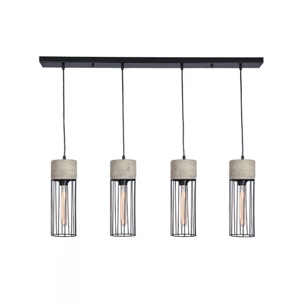 Κρεμαστό Φωτιστικό Πολύφωτο Από Τσιμέντο σε Ράγα 4xE27 - ZAMBELIS LIGHTS