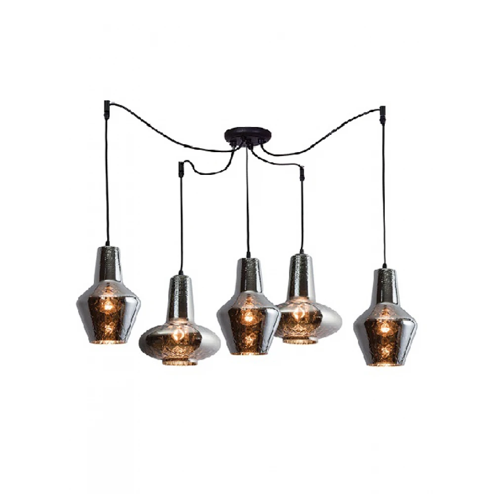 Κρεμαστό Φωτιστικό Πολύφωτο Σε Χρώμε Γυαλί 5xE27 - ZAMBELIS LIGHTS