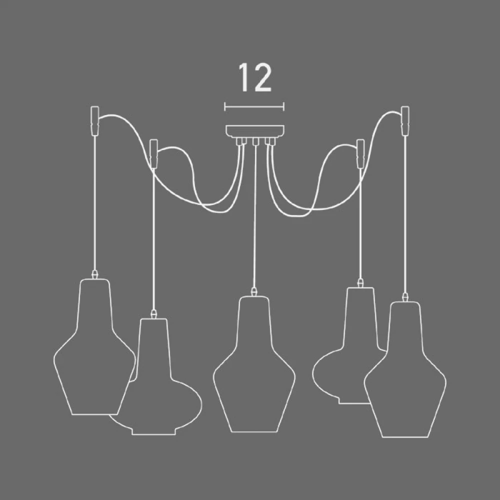 Κρεμαστό Φωτιστικό Πολύφωτο Σε Χρώμε Γυαλί 5xE27 - ZAMBELIS LIGHTS