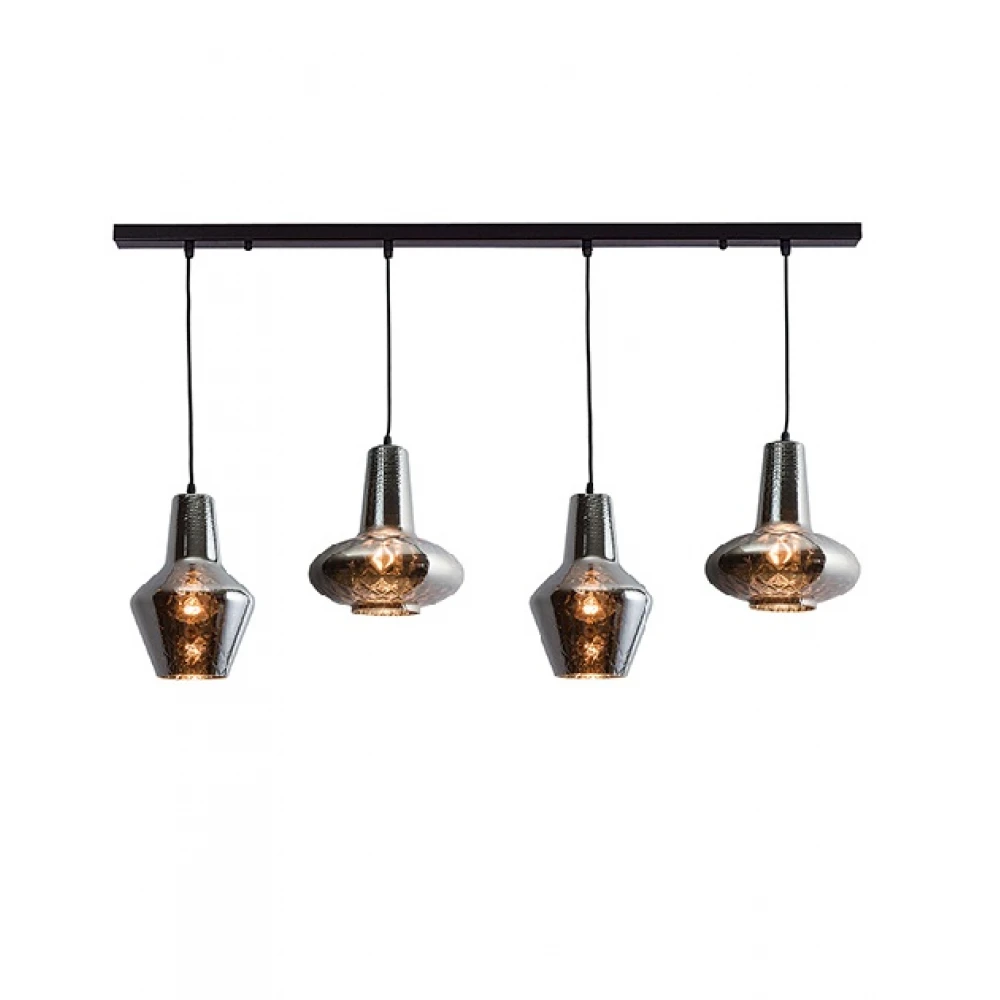 Κρεμαστό Φωτιστικό Πολύφωτο Ράγα Σε Χρώμε Γυαλί 4xE27 - ZAMBELIS LIGHTS