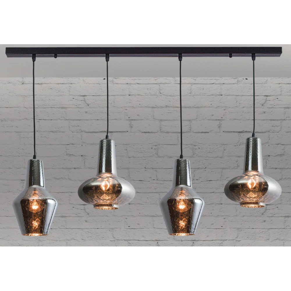 Κρεμαστό Φωτιστικό Πολύφωτο Ράγα Σε Χρώμε Γυαλί 4xE27 - ZAMBELIS LIGHTS