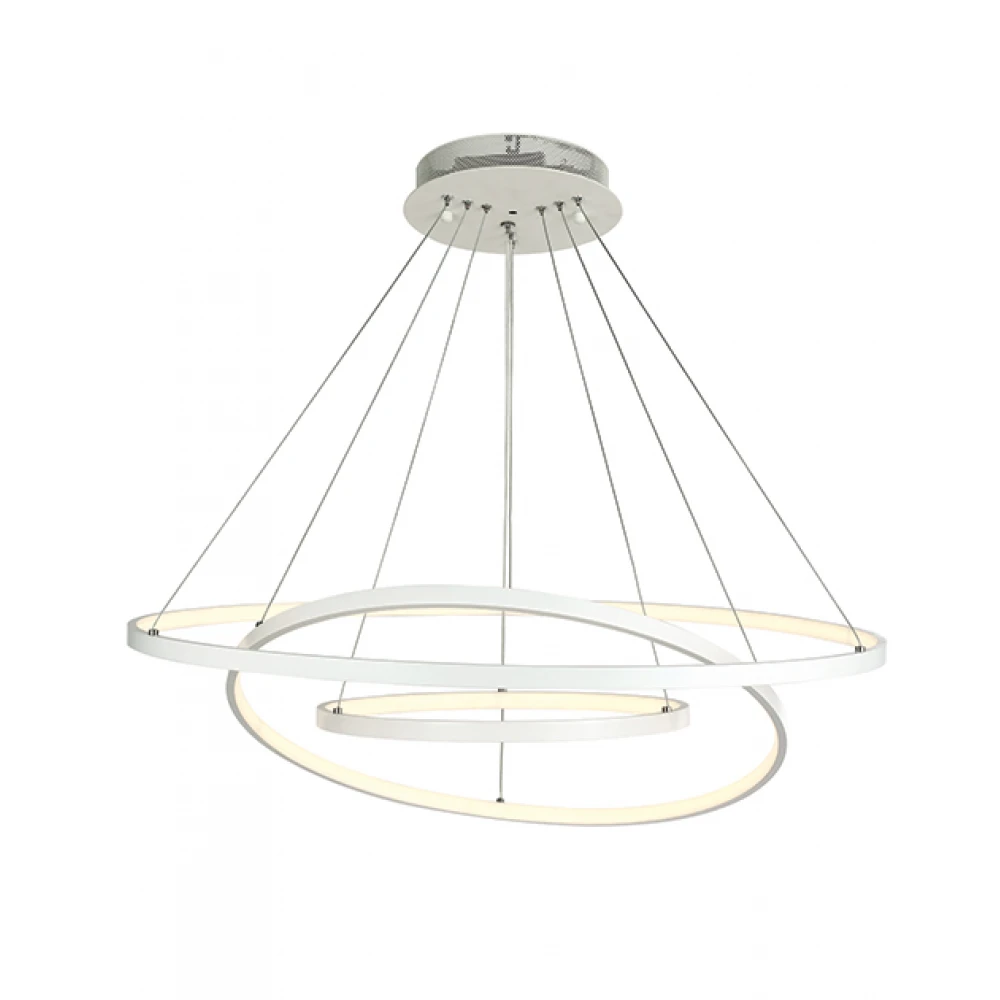 LED Κρεμαστό Φωτιστικό Με Τρεις Κύκλους Αλουμινίου Λευκό 135W - Zambelis Lights