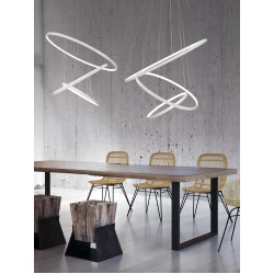 LED Κρεμαστό Φωτιστικό Με Τρεις Κύκλους Αλουμινίου Λευκό 135W Dimmable - Zambelis Lights