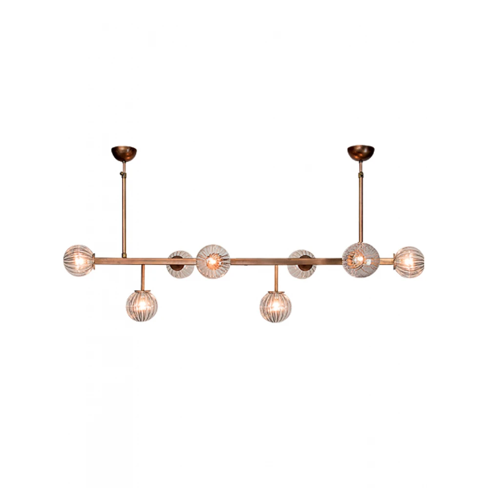 Vintage Κρεμαστό Φωτιστικό Πολύφωτο Μεταλλικό με Γυαλί σε Απόχρωση Σκουριάς Χαλκού 8xG9 - ZAMBELIS LIGHTS