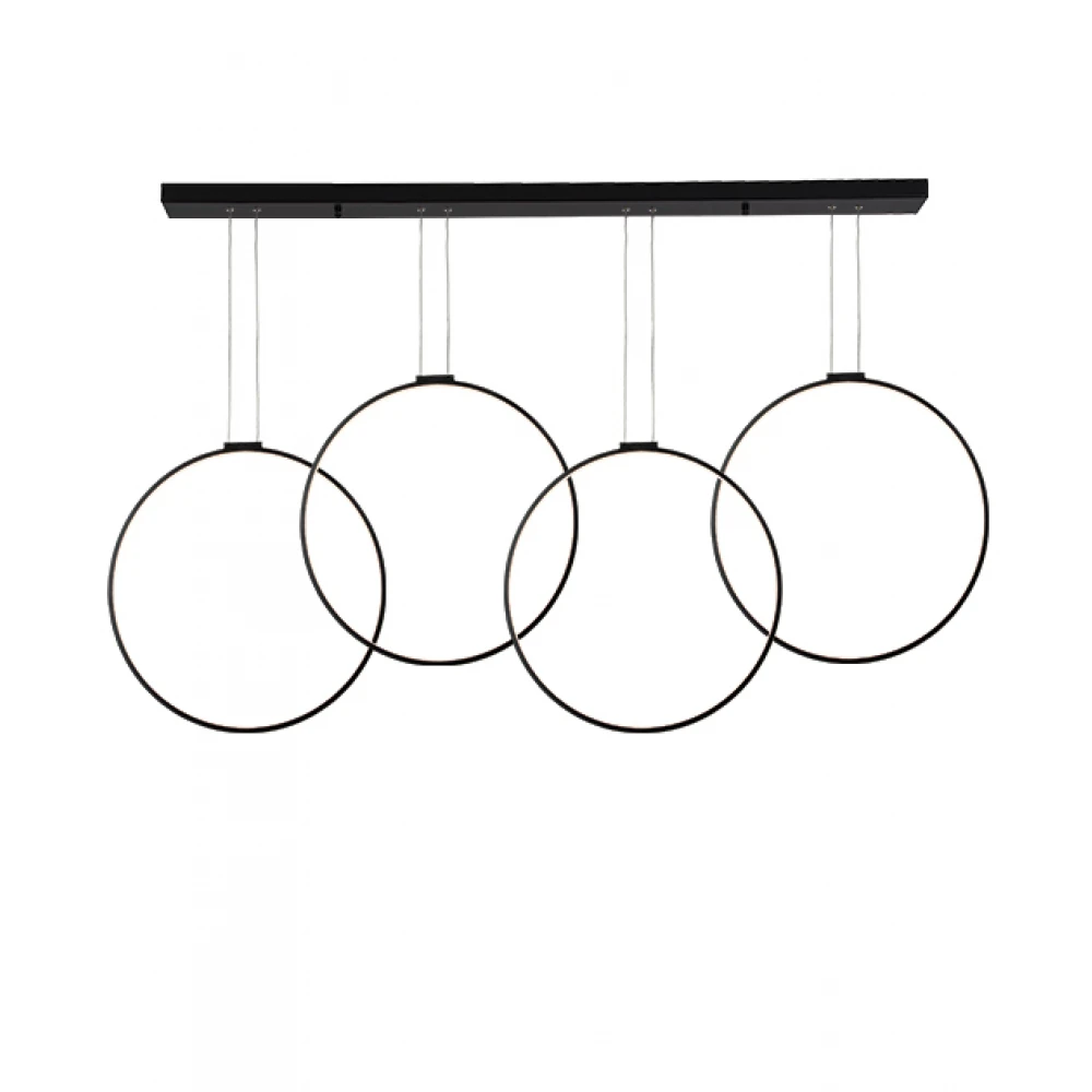 LED Κρεμαστό Φωτιστικό Ράγα Με Κύκλους Σε Μαύρο Ματ Χρώμα 4x24W - ZAMBELIS LIGHTS