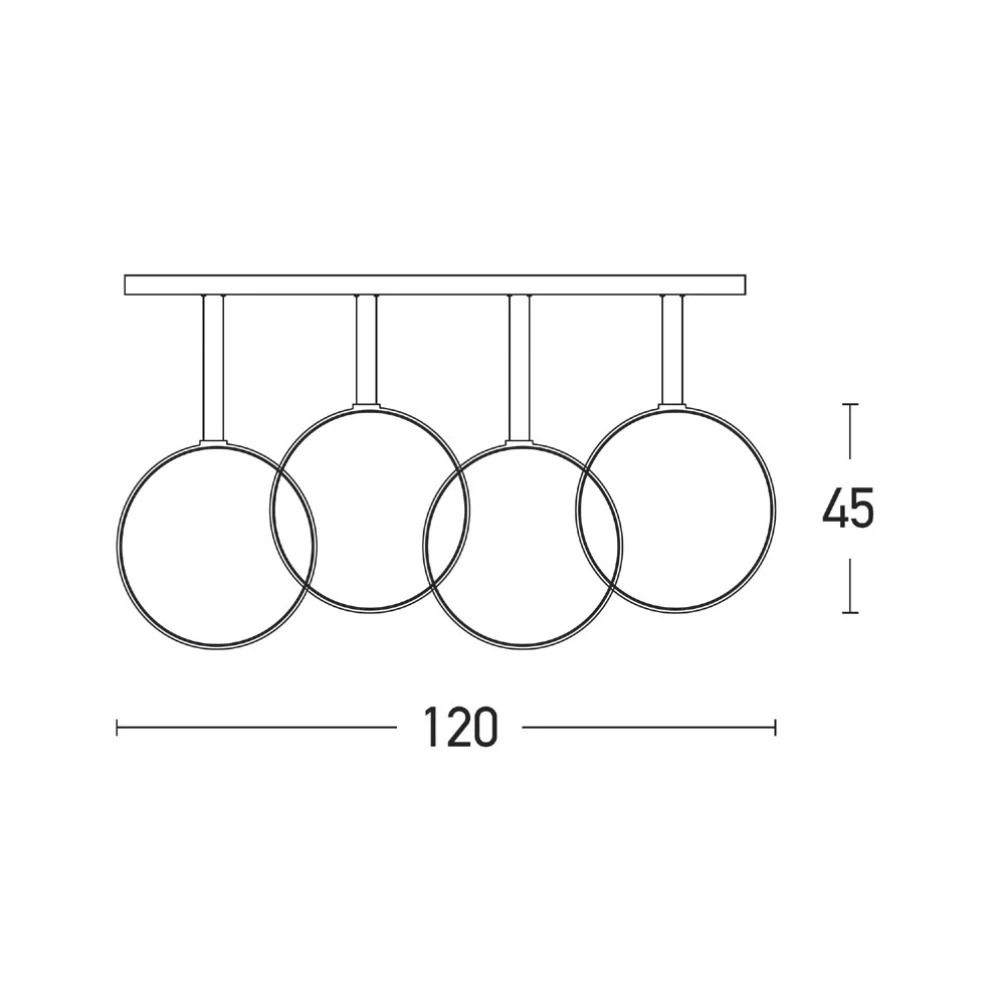 LED Κρεμαστό Φωτιστικό Ράγα Με Κύκλους Σε Μαύρο Ματ Χρώμα 4x24W - ZAMBELIS LIGHTS