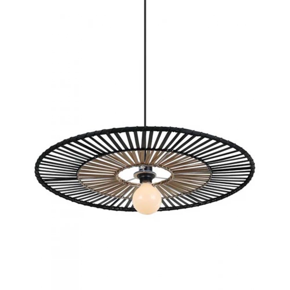 Κρεμαστό Φωτιστικό Σε Φυσικό Και Μαύρο Μπαμπού Και Μέταλλο Φ60CM 1xE27 - ZAMBELIS LIGHTS