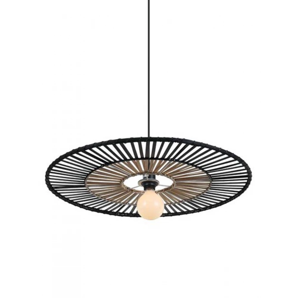 Κρεμαστό Φωτιστικό Σε Φυσικό Και Μαύρο Μπαμπού Και Μέταλλο Φ40CM 1xE27 - ZAMBELIS LIGHTS