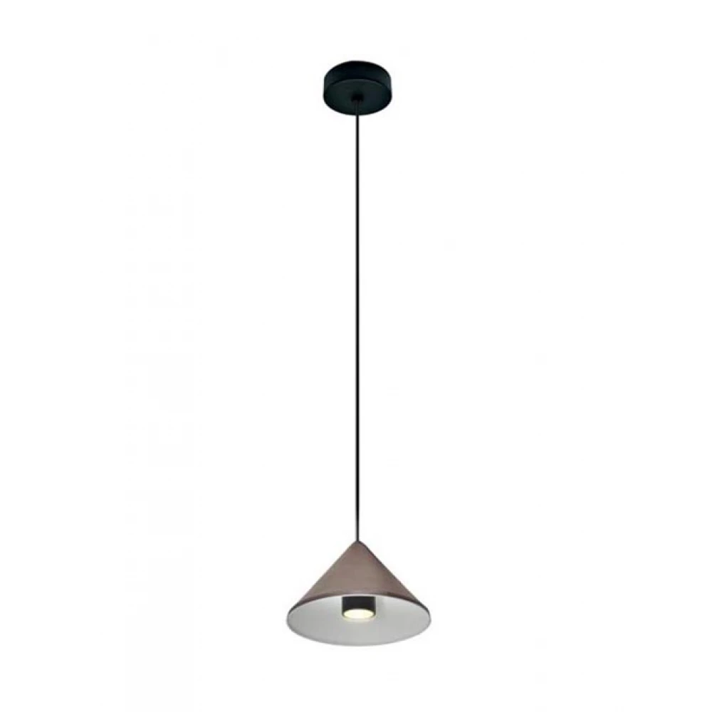 LED Κρεμαστό Φωτιστικό Μονόφωτο Σε Καφέ Ματ-Λευκό Χρώμα 6W - Zambelis Lights