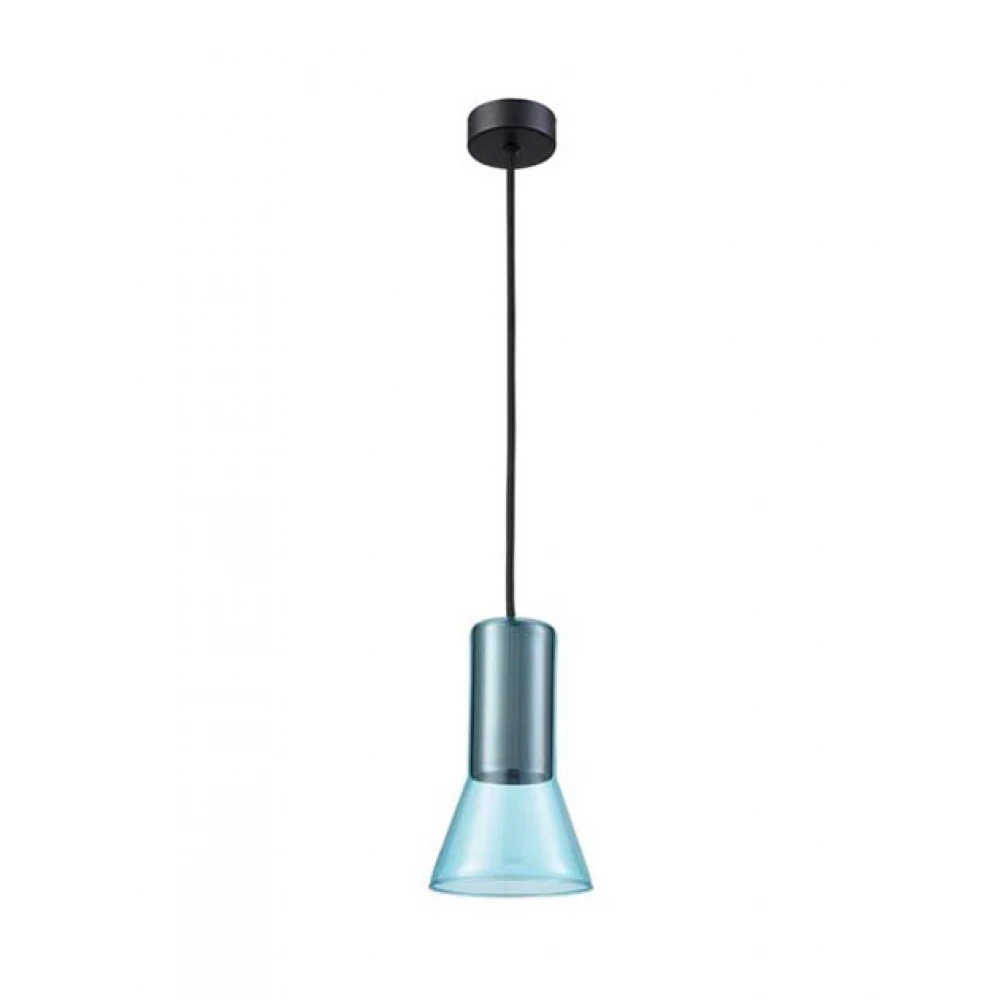 Κρεμαστό Φωτιστικό Γυάλινο Σε Γαλάζιο Χρώμα Ø12,5cm 1xGU10 LED 9W - Zambelis Lights