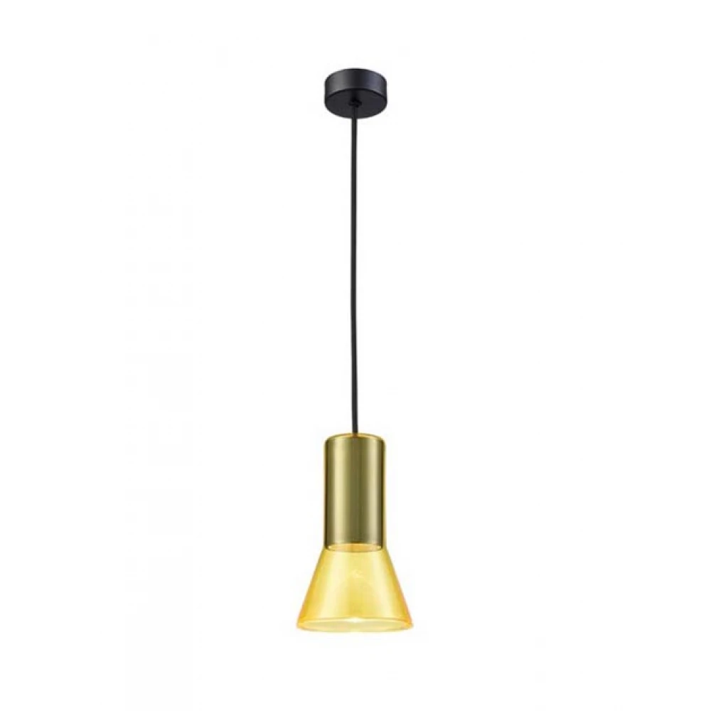 Κρεμαστό Φωτιστικό Γυάλινο Σε Κίτρινο Χρώμα Ø12,5cm 1xGU10 LED 9W - Zambelis Lights