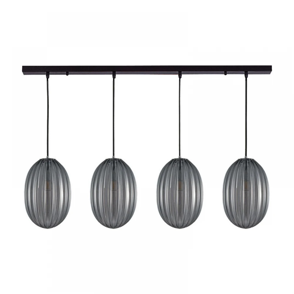 Κρεμαστό Φωτιστικό Ράγα Γυάλινο Σε Γκρι Χρώμα 4x E14 - Zambelis Lights