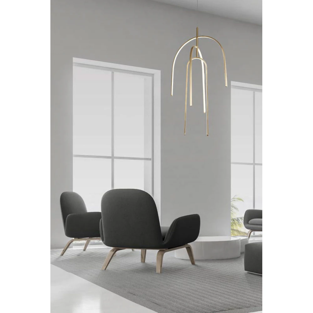 LED Κρεμαστό Φωτιστικό Μεταλλικό Σε Χρυσό Χρώμα 80W DIMMABLE - Zambelis Lights