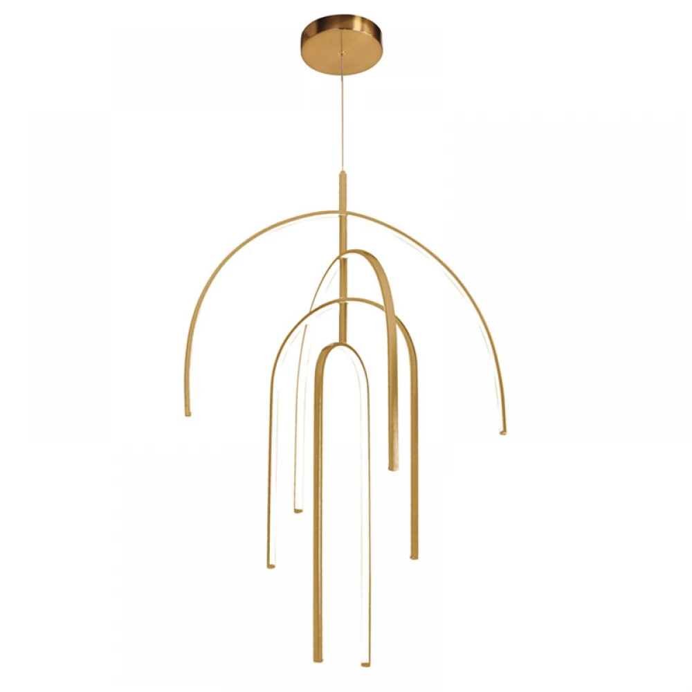 LED Κρεμαστό Φωτιστικό Μεταλλικό Σε Χρυσό Χρώμα 96W DIMMABLE - Zambelis Lights