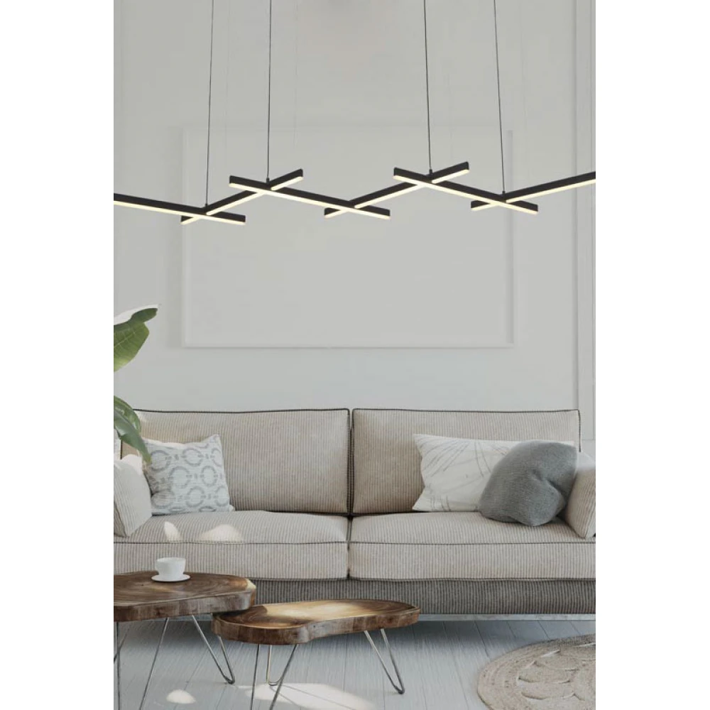 LED Κρεμαστό Φωτιστικό Μίνιμαλ Αλουμινίου Σε Μαύρο Ματ 85W DIMMABLE - Zambelis Lights