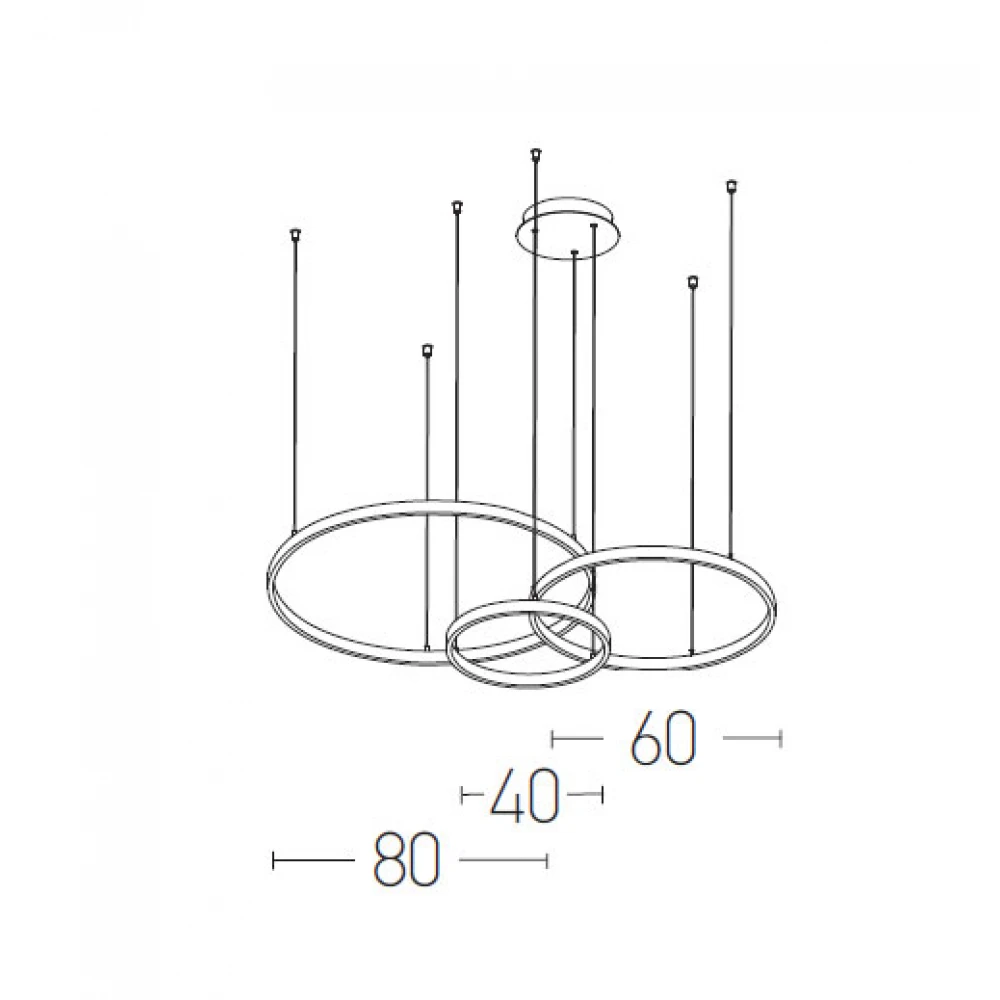 LED Κρεμαστό Φωτιστικό Με Τρεις Κύκλους Από Μέταλλο Σε Χρυσό Ματ 136W Dimmable - Zambelis Lights