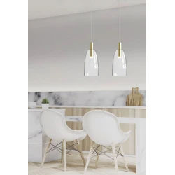 LED Κρεμαστό Φωτιστικό Χρυσό Με Διάφανο Γυαλί 5W - Zambelis Lights