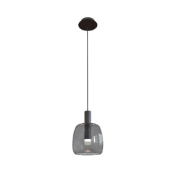 LED Κρεμαστό Φωτιστικό Μαύρο Με Φιμέ Γυαλί 5W Φ14.5cm - Zambelis Lights