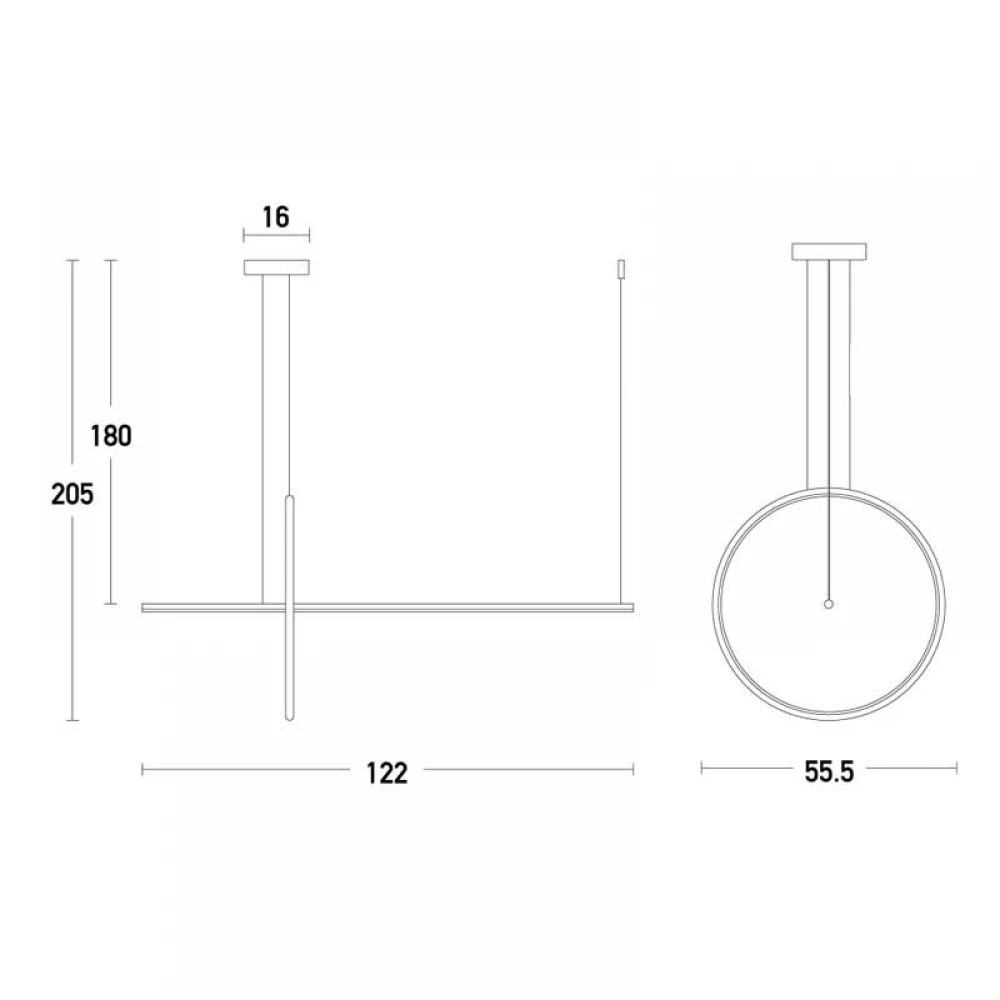 LED Κρεμαστό Φωτιστικό Tube Με Ενσωματωμένο Κύκλο 48W Step Dimming - ZAMBELIS LIGHTS