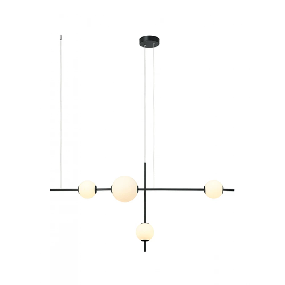 LED Κρεμαστό Φωτιστικό Πολύφωτο Με Οπάλ Γυαλιά, Μαύρο 18W Step Dimmable - ZAMBELIS LIGHTS